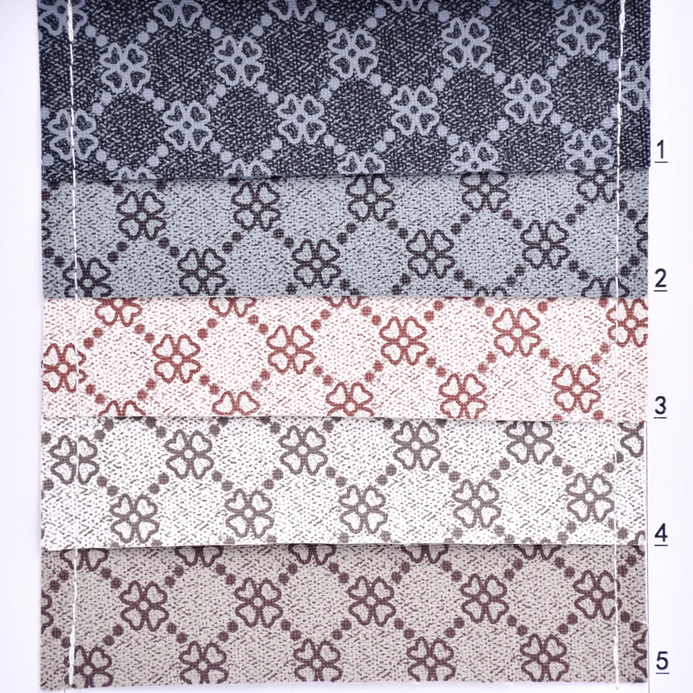 Stock Lot Cheap Custom Fabric Flowers Design Vinyl Rexine Printed Pvc Faux Leather for Decoration Bag