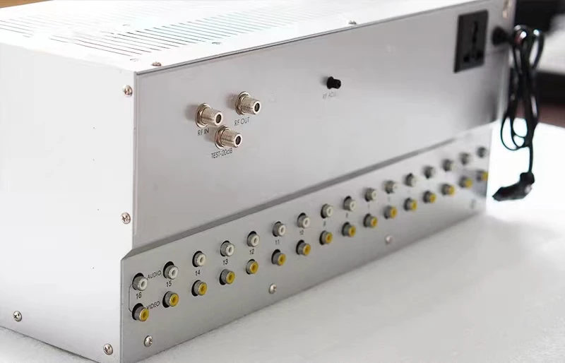Head-end 16 Ways Fixed Channel CATV 16 in 1 Modulator AV/HD to RF Analog for Hotel System fiber optic