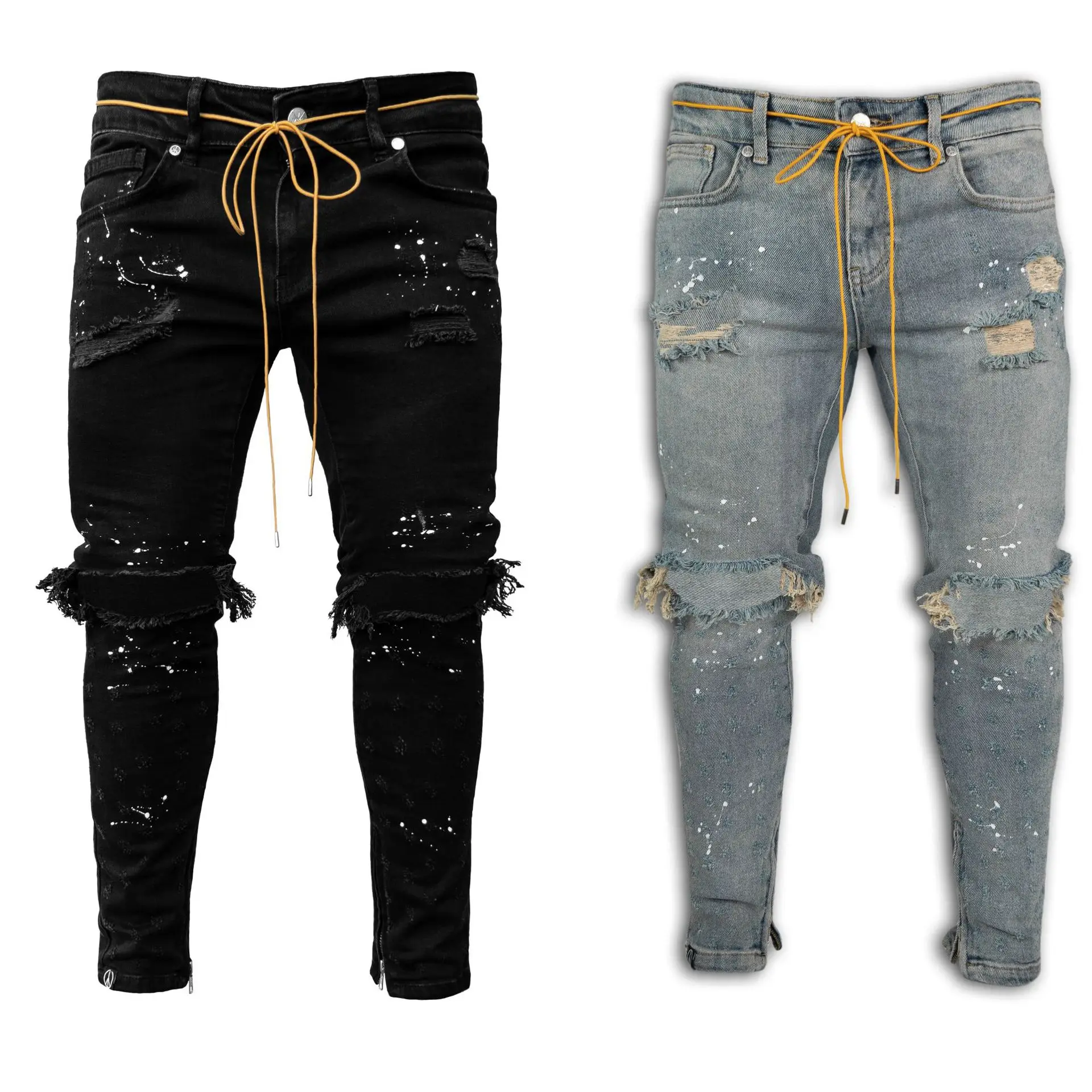 New Fashion Hot High Quality Men Daily Wear Custom Casual Jeans New Ripped Slim Men's Jogger Pencil Pants Men Long pants465_voghion.com