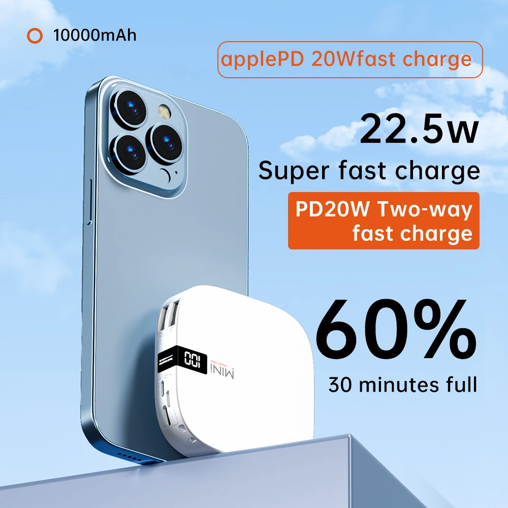 Best Selling Unique 2025 Trending Technology 10000mAh Number Display Products Sharing Portable Square Shape Mini Powerbank