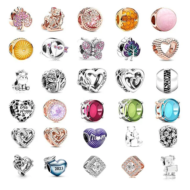 925 Silver DIY Jewelry Zircon Accessories Arc-Faced Gem String Ornament Heart-Shaped Silver Beaded Fine Pendants Charm Pendants