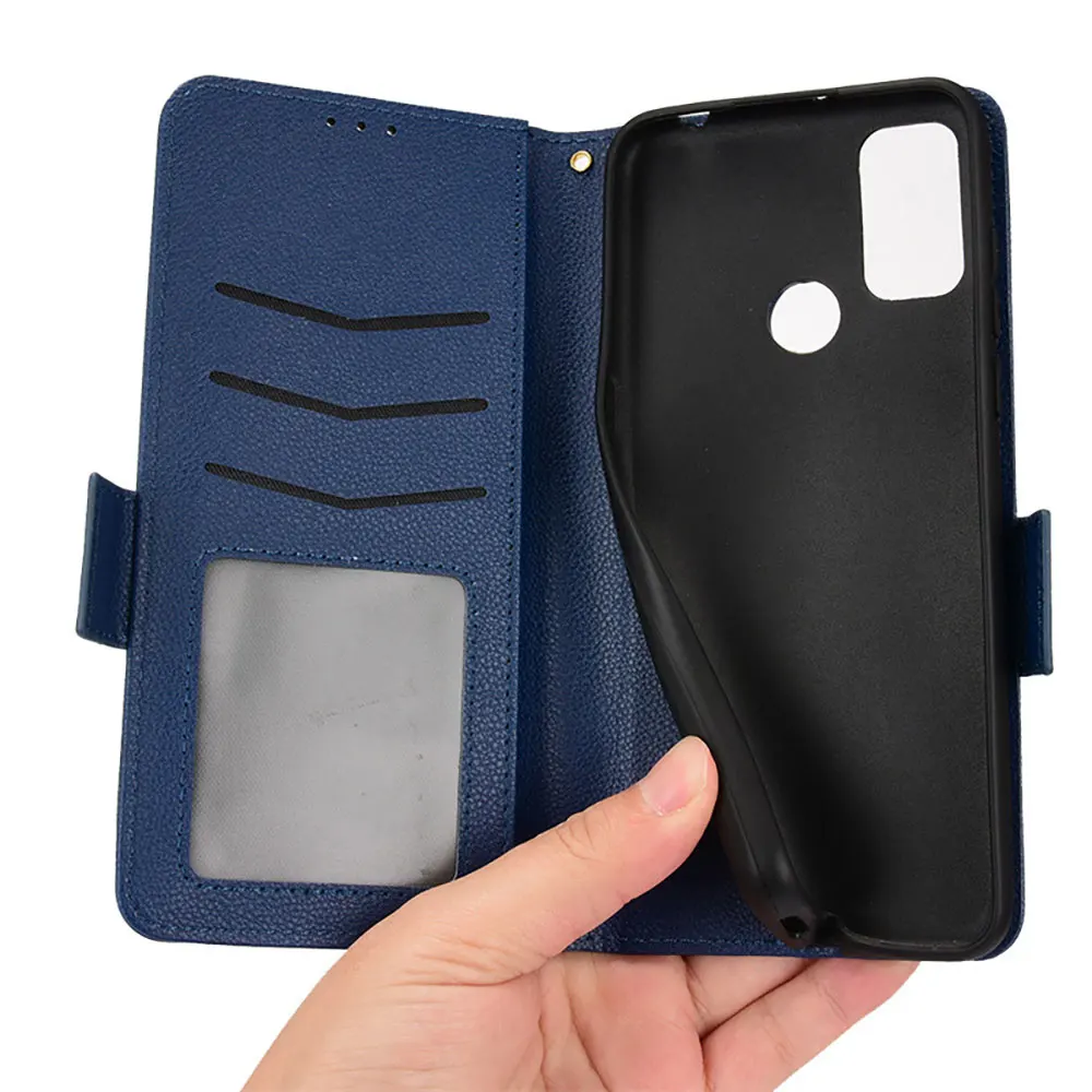 Laudtec Sjk968 Leather Phone Case Wallet Card Shell Simple Business Cover Pure Colour Anti Shockpouch For Alcatel 1S 2021 3L supplier