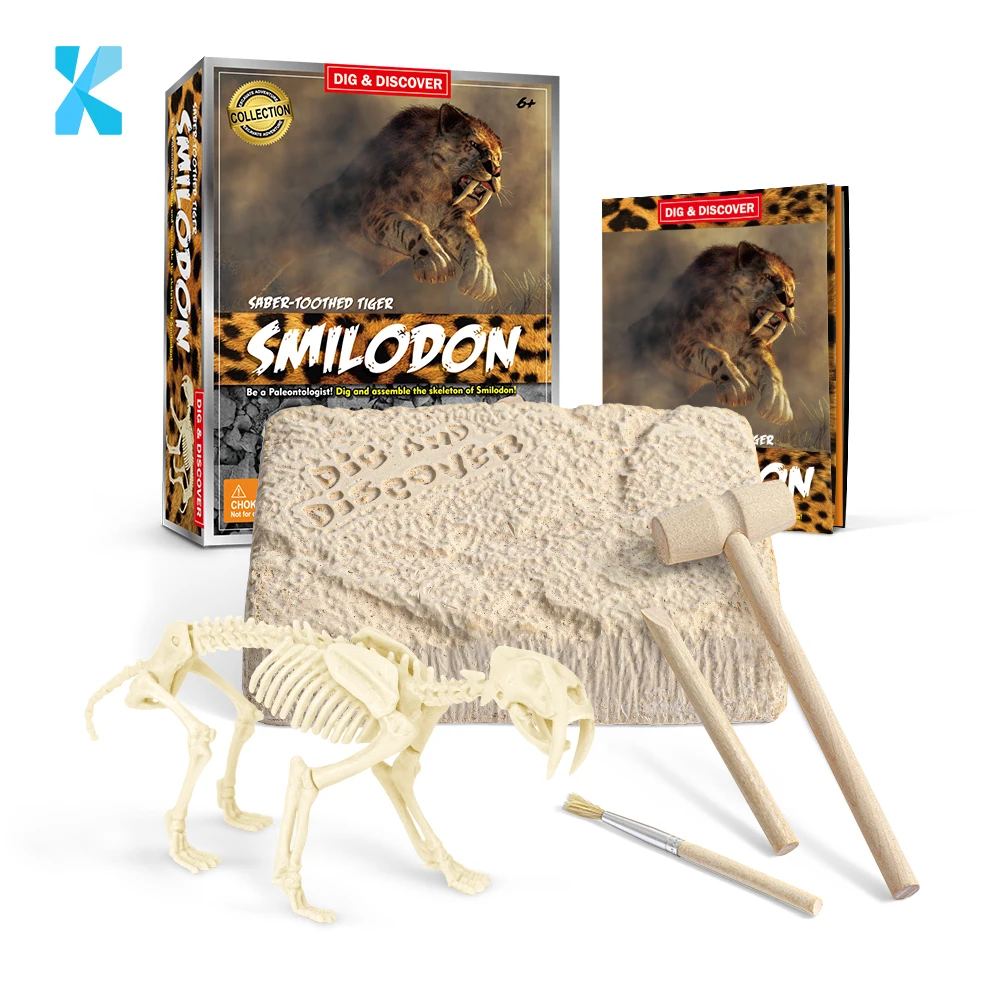 Пластиковая сборка, обучающая детская археологическая игрушка, саблезубый тигр, наборы для сборки