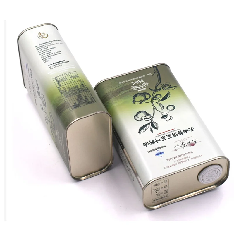 Food Grade 1L-2L Rectangular Olive Oil Tin Can with 0.21-0.35mm Thickness Tinplate Material