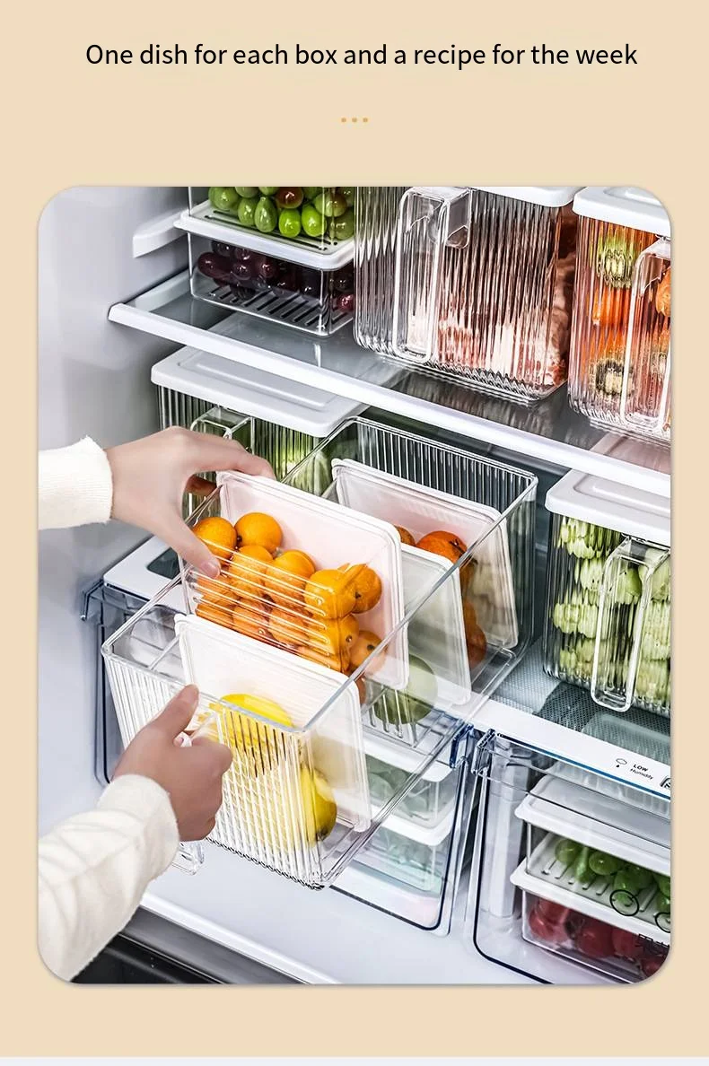 Kitchen refrigerator storage box crisper box food grade vegetable finishing artifact freezer special large storage box factory