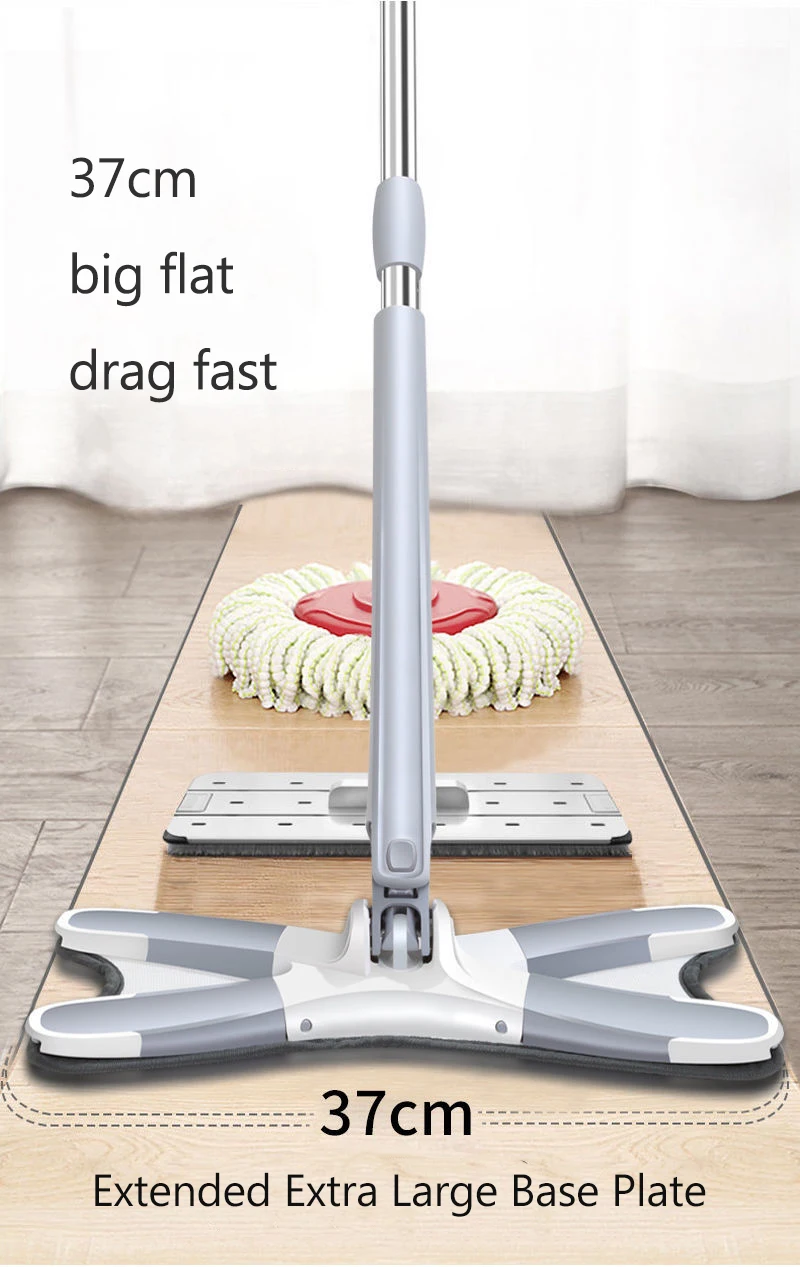 Flat Xtype Floor Mop With Cleaning Cloth Heads 360 Degree Squeeze Mop