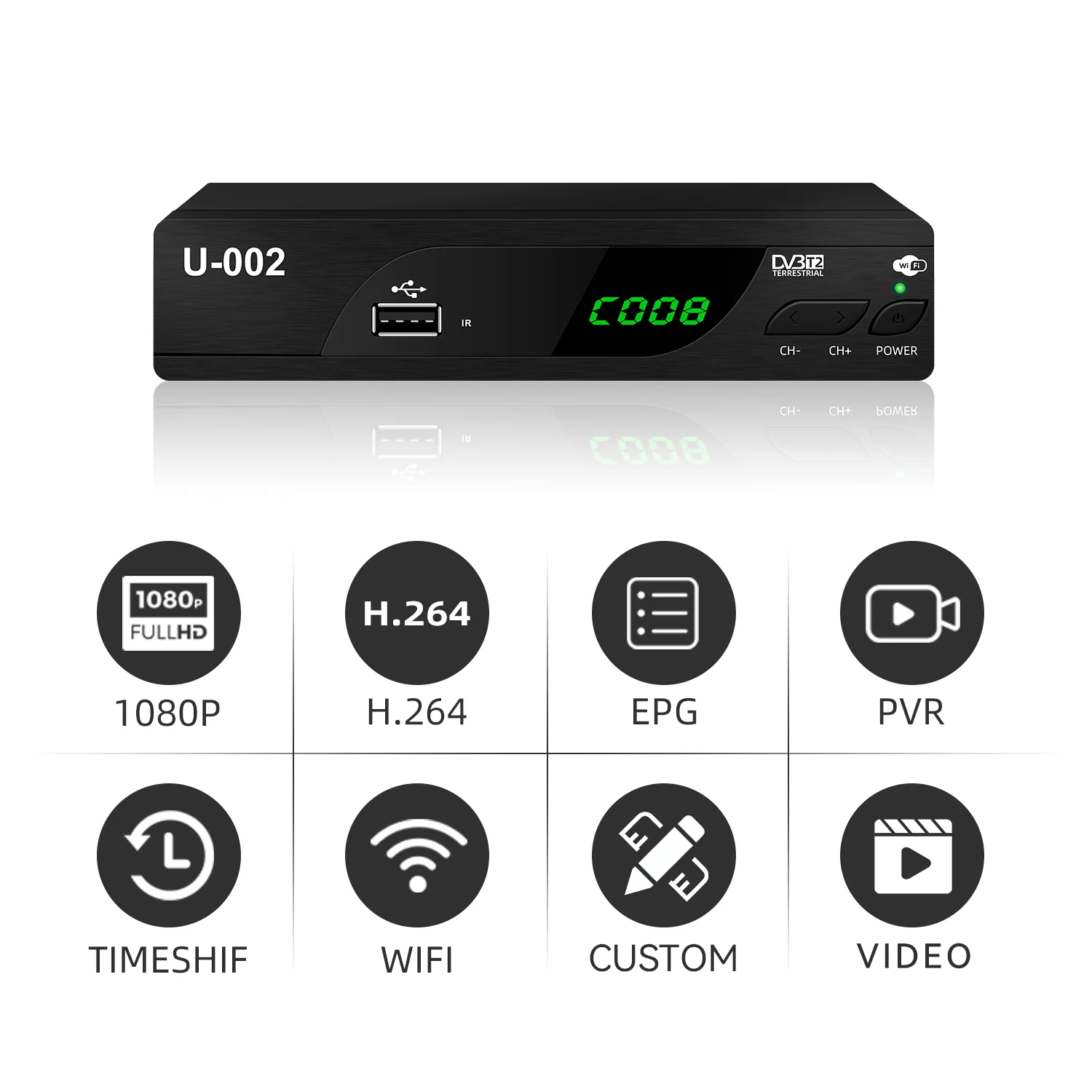 HD Digital Decoder DVB T2 TV Tuner Support H.264 1080P Terrestrial Receiver  Support WIFI DVB-C TV Tuner DVB-T2 Set Top Box