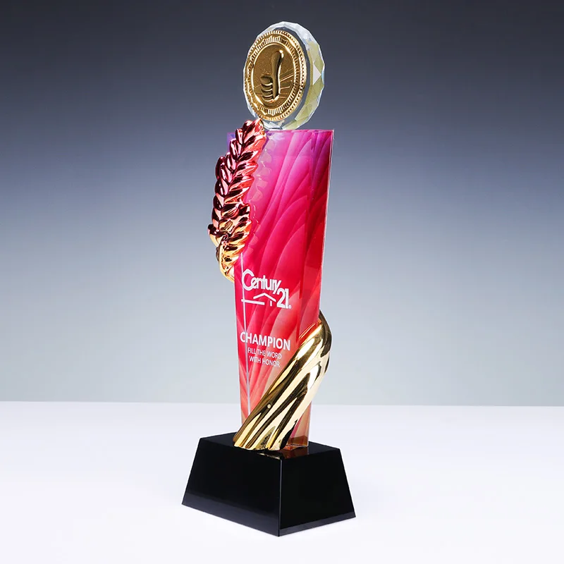 Factory Cheaper New Design Color printing Custom Resin Glass Crystal Trophy Award factory