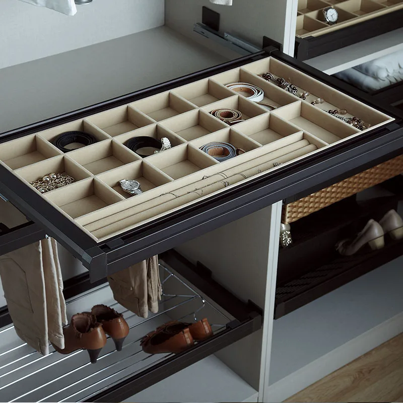 Luxury High-end Jewellery Storage Wardrobe Closet Accessory Hardware  Adjustable Soft Closing Jewelry Box Organizer for Wardrobe