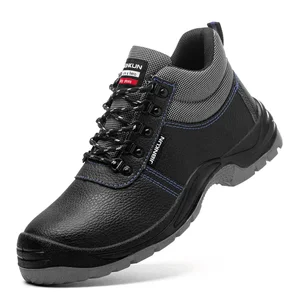 JIANKUN CE Certified Men's Safety Shoes Anti-Smash Steel Toe Puncture Proof Steel Plate Waterproof Microfiber Leather New Blance