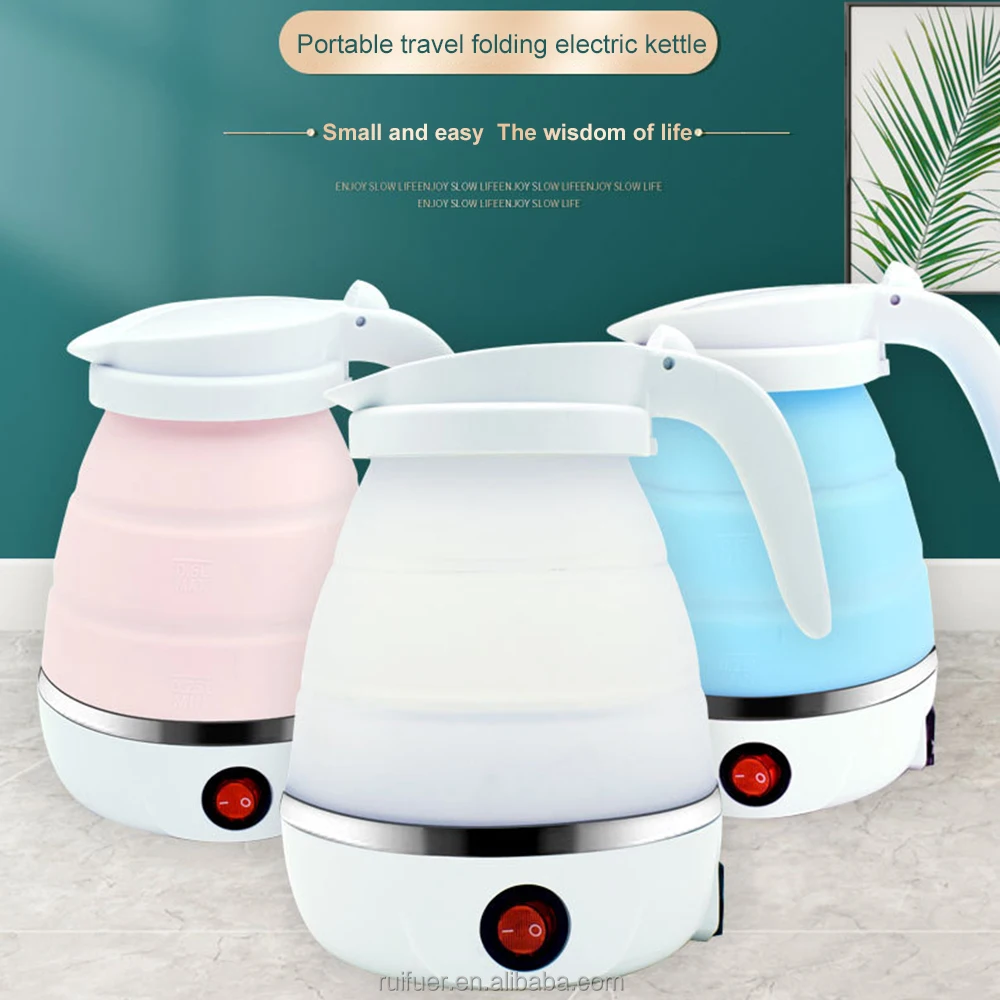 600ml Electric Water Kettle Silicone 600W US/EU/UK/AU Easy To Use for  Outdoor Travel Home Portable Collapsible Water Kettle