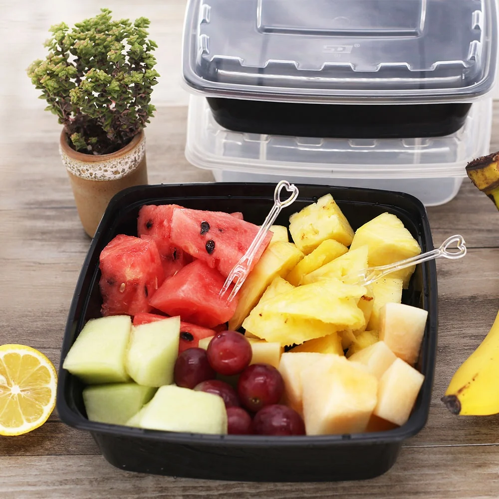 Одноразовые контейнеры для пищевых продуктов, квадратные пластиковые коробки для фаст-фуда, упаковочные контейнеры для пищевых продуктов с крышкой