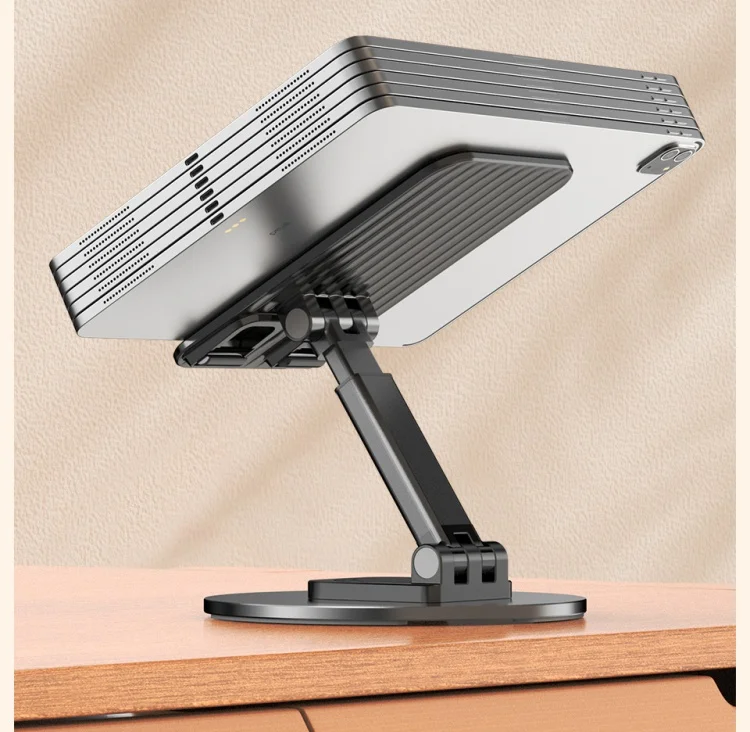 360 Degrees Rotated Lazy Bracket Height Adjustable Metal Base Lifting Folding 2 in 1 Phone and Tablet Holder for ipad