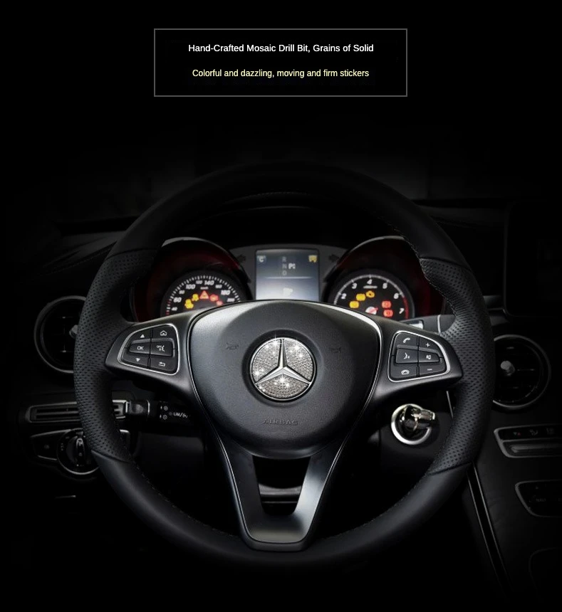 1PCS Bling Bling Steering Wheel Sticker for Mercedes Benz E Class GLA GLK