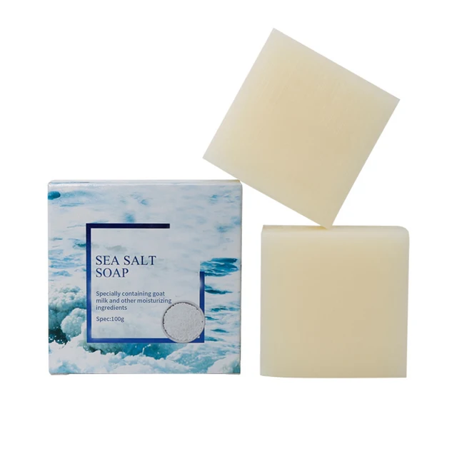 2023 Hot Sale Sea Salt & Goat Milk Soap handmade organic whitening bar beauty soap for oily and acne skin