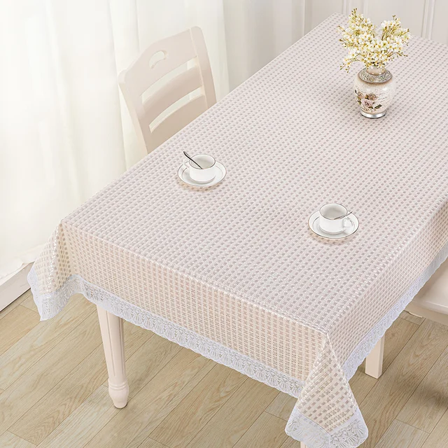 Lace pvc tablecloths Rectangle Crystal lace table clothing Wipeable vinyl lace table cover