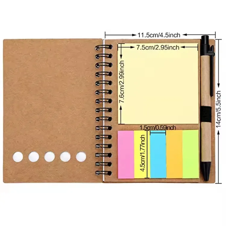 Personalized Mini Small Spiral Notebook Eco Memo Sticky Notes Flag ...