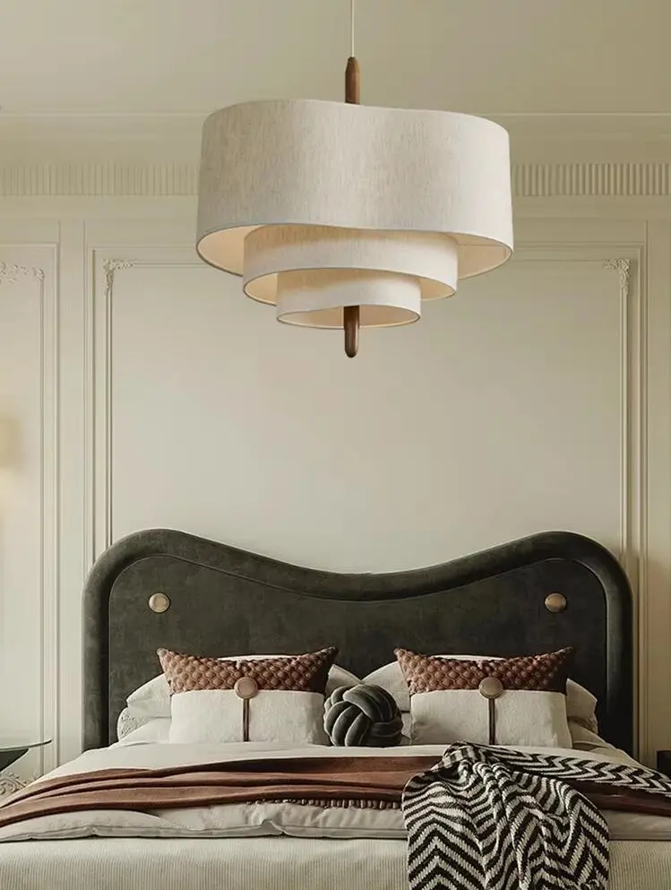 Living Room Restaurant Kitchen Dining Chandelier Led E27 Vintage Kitchen Ceiling Fabric Wabi Sabi Pendant Light