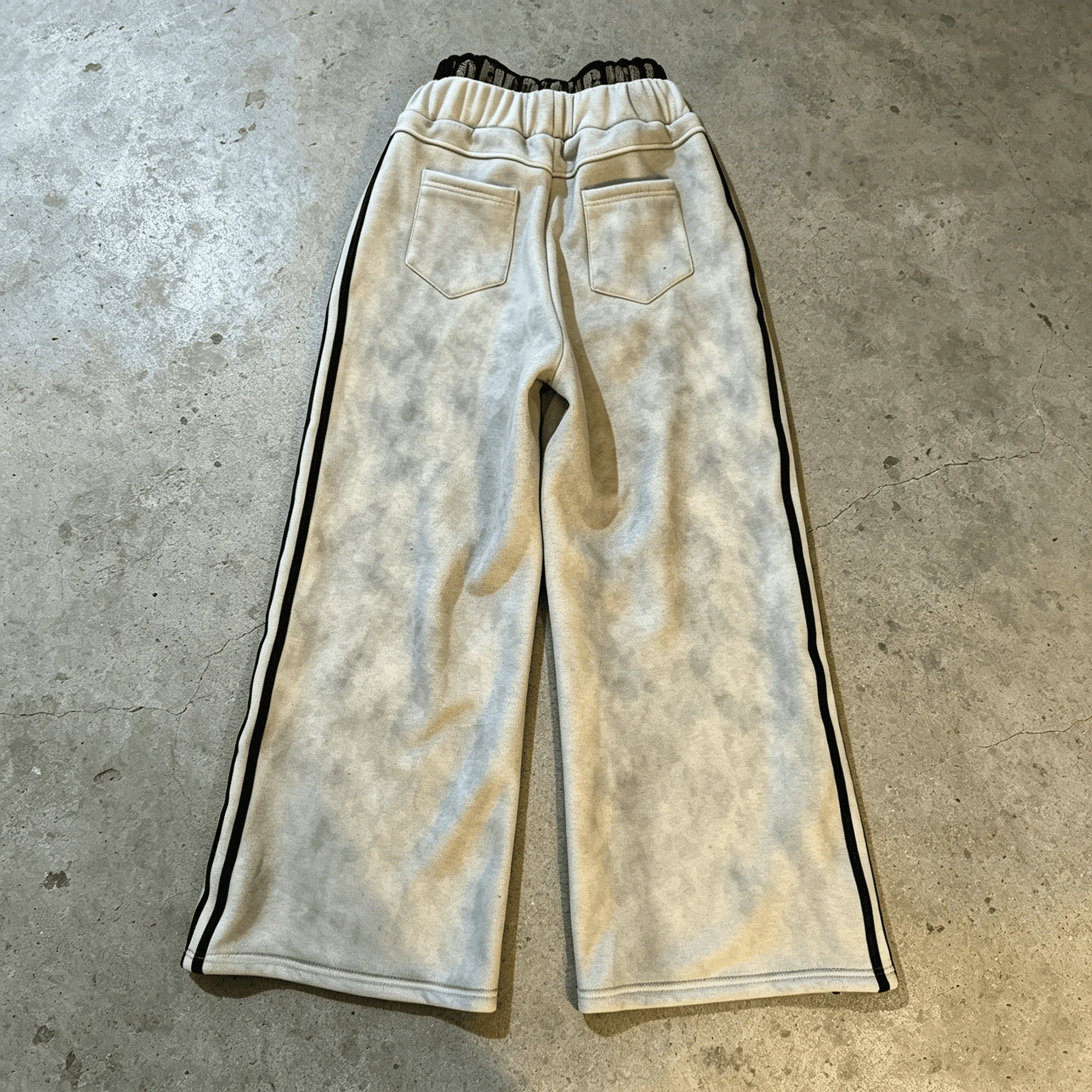 Custom Acid Wash Side Stripe Wide Leg Sweatpants Elastic Waist Heavyweight French Terry Casual Streetwear Pants gallery 2