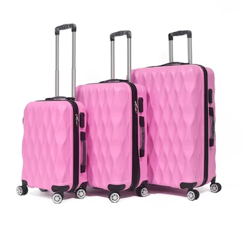 Customized ABS password luggage three piece set with large capacity travel boarding case ins student password box