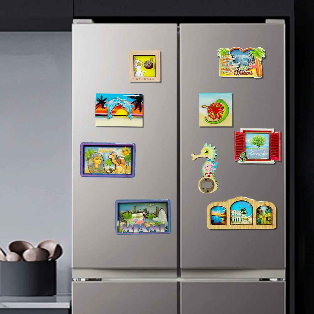 Nice Quality Customized  Double Layer 3d Epoxy Coated Wooden Fridge Magnet