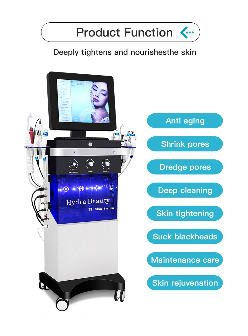 2026 Top Quality Low Price 14 in 1 Hydra Oxygen Jet Dermabrasion Hydro Aqua Peeling Beauty Face Equipment Salon Facial Machine