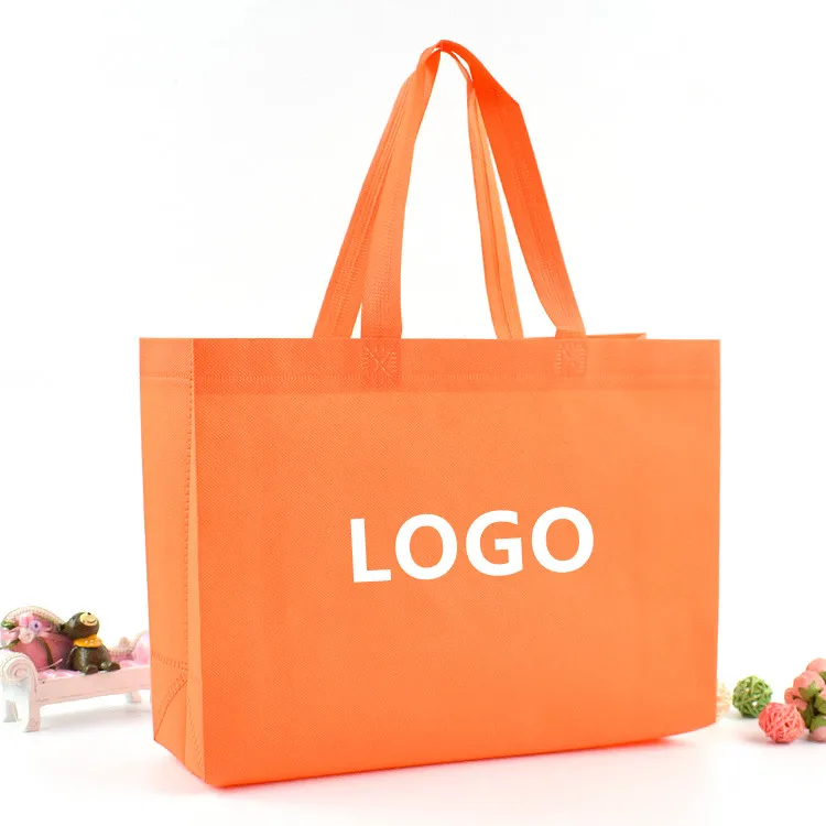 Orange Nonwoven Polypropylene Tote Reusable Carrier Bag
