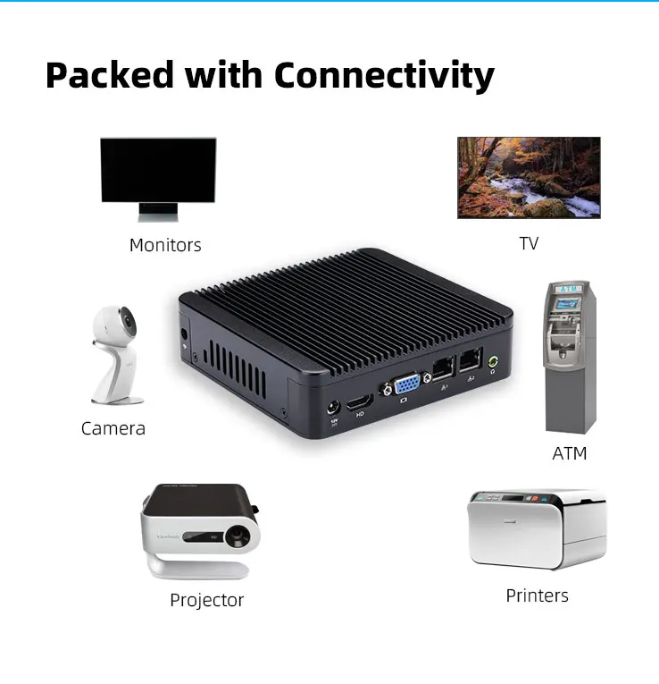 新しいCeleron J 1900クアッドコアミニボックスPCファンレスPCナノボックス産業用PC (2 G RAM 32 G SSDデュアルLANデュアルCOM USB) 最も安価なJ1900クアッドコアファンレス産業用コンピューター組み込みデュアルLANミニPC、PCIエクスプレススロット付き