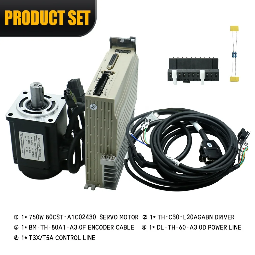 HLTNC Cheap Price Servo Motor Kit 80CST-A1C02430  2.4NM,750W 220V 4.8A  C30-L15A-GABN 50 to 60 HZ 220V 7A Use for CNC
