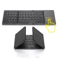 HOT BKC033 3 Level Foldable Blue Tooth TouchPad Keyboard for ipad iOs 13 Android Tablet Pc Mobile Phone Portable Keyboard