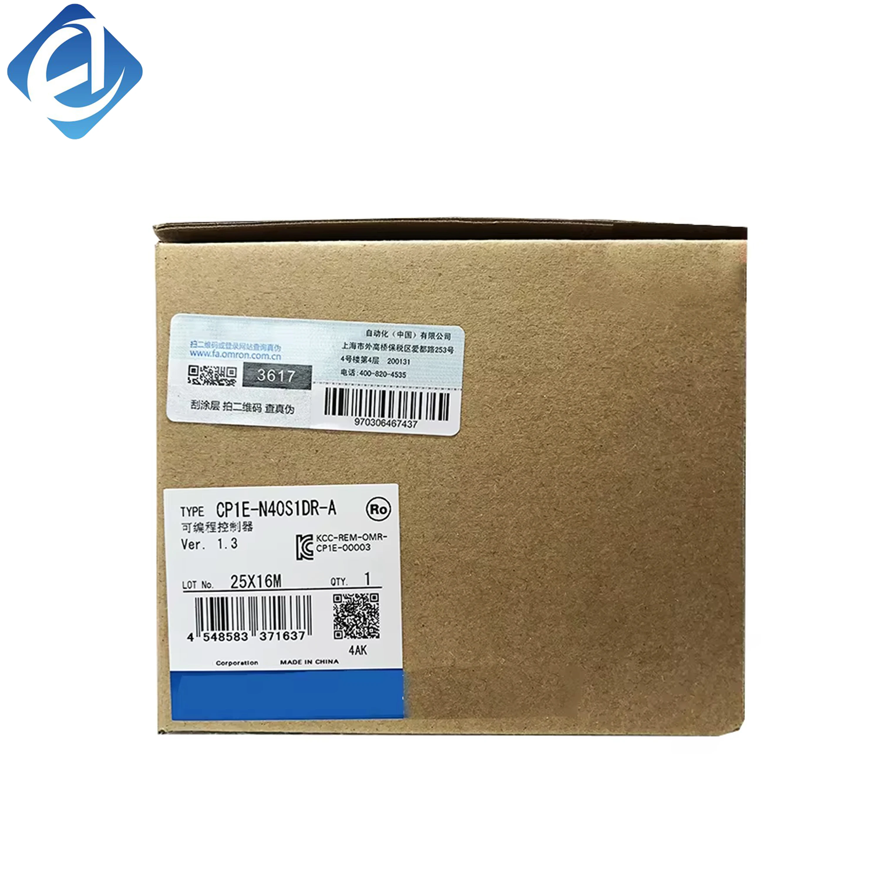 New Original Omron CP1E series compact PLC. 40 I/O points, relay output, 100-240V AC power supply, built-in high-speed counter and simple positioning function. Stable performance, easy programming and wiring, widely used in small automation machines, conv