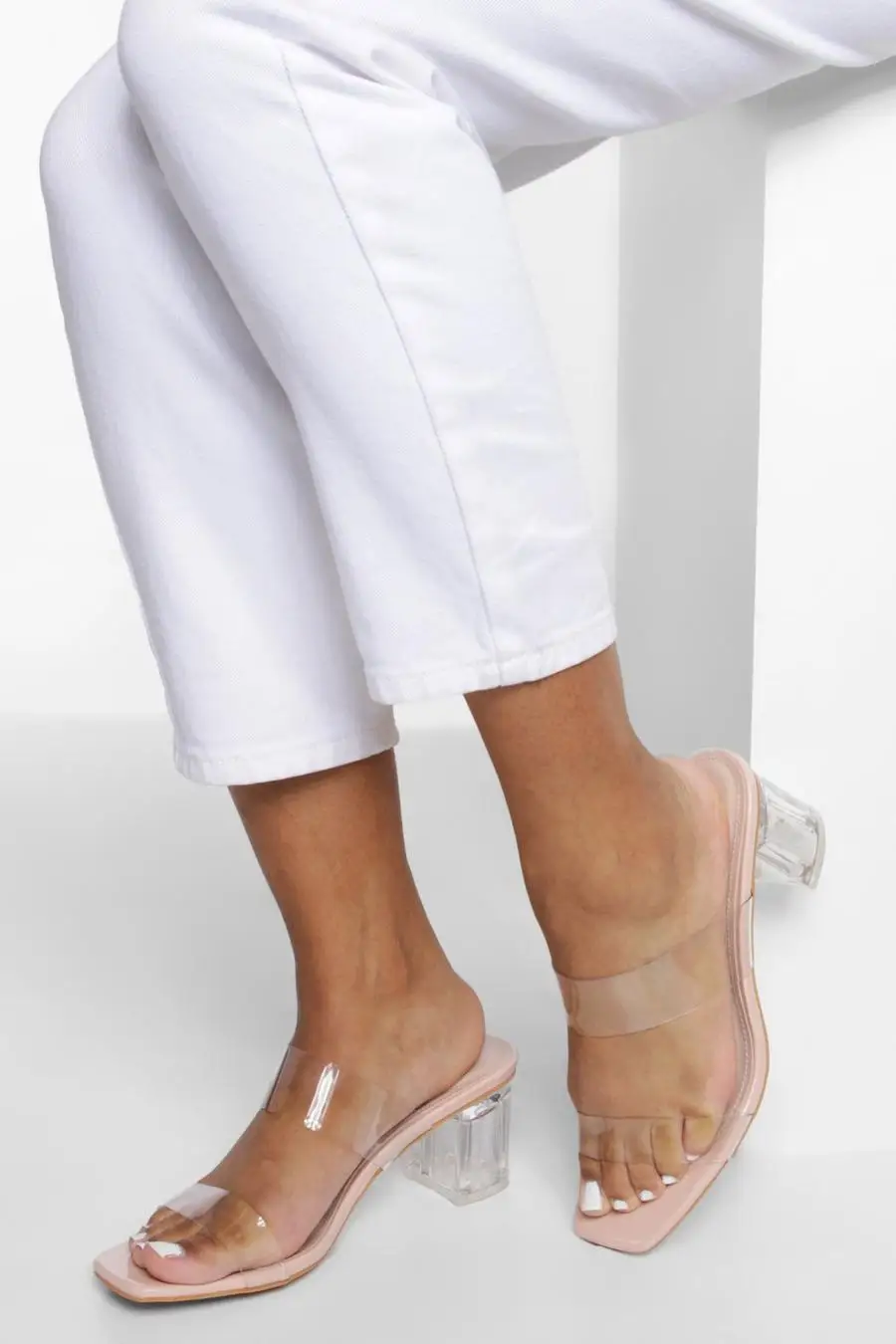 clear mule heels wide fit