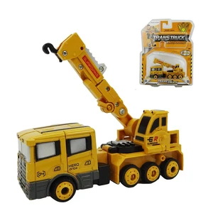 EPT High Quality Wholesale Die-Cast Transformation Truck Alloy Deformation Arm Crane Diecast Toy Car Metal Cranes Toys for Kids