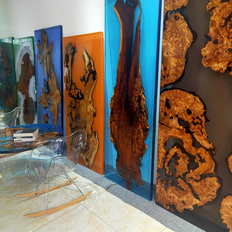 River Slab Table Dining Table Custom Epoxy Resin Walnut Wood Solid Home Furniture Kitchen Cabinets Modern Live Edge Dining Table