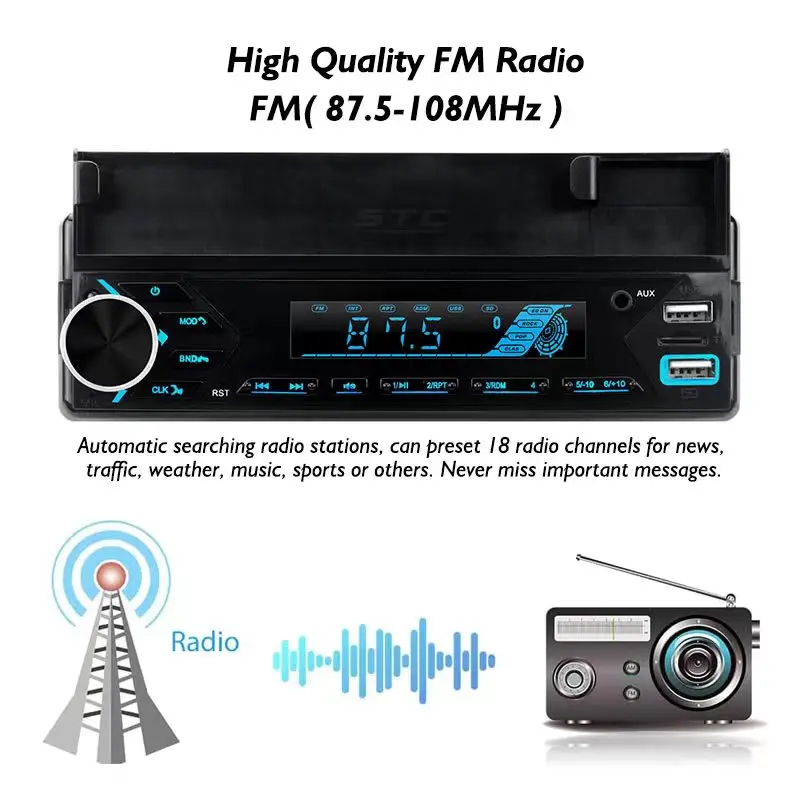 Car Mp3 Player Stereo Autoradio Car Radio Bt Indash 1 Din Fm Auxin