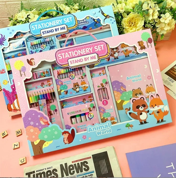 Набор канцелярских принадлежностей хорошего качества картонные Стильные Детские канцелярские товары оптовая продажа креативный мультяшный набор для школы