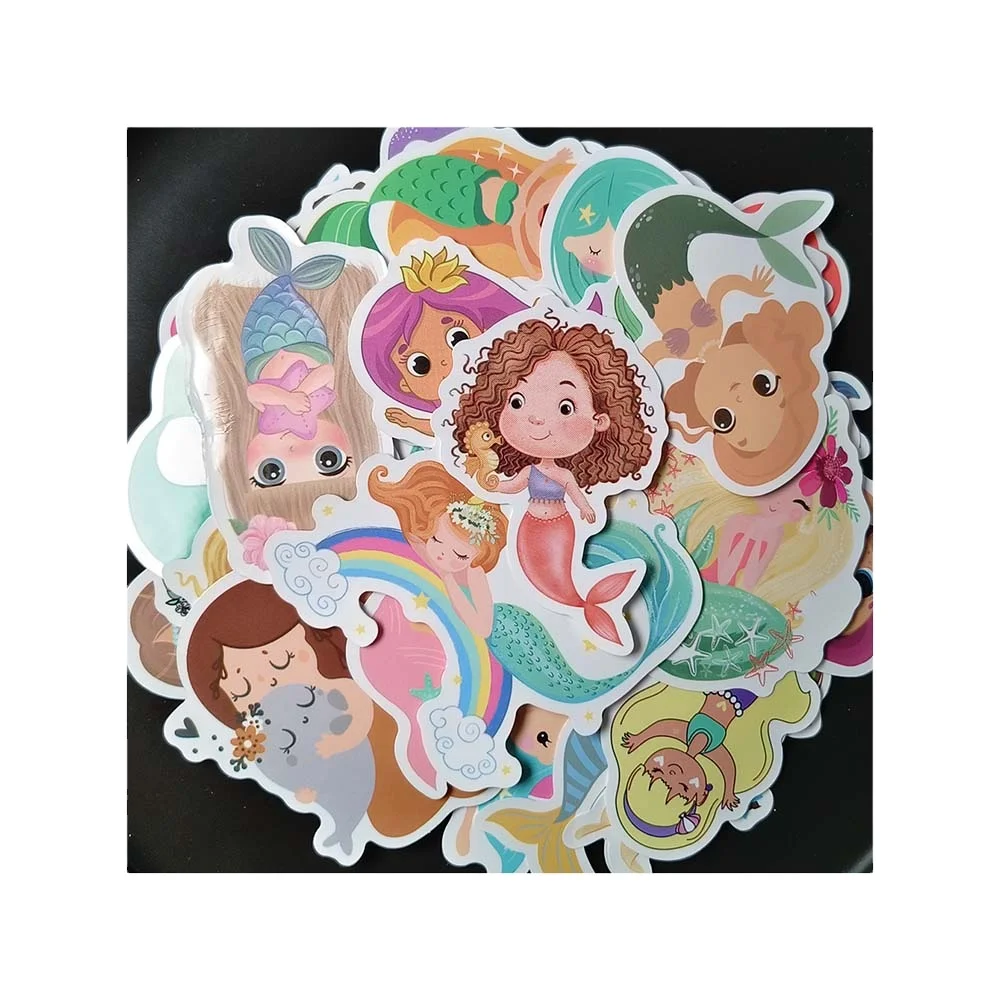 Factory Direct Custom Anime Cartoon Mermaid Princess Stickers Cute Design for Kids Toys Laptop Decorations for Promotions