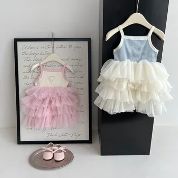 Baby girl summer dress sweet spaghetti-strap princess dress baby Summer cute dress mesh baby Bloomer with skirt
