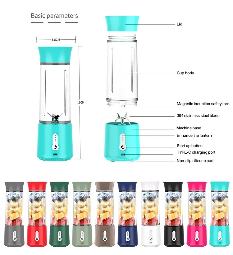 Waterproof Mini Portable Fruit Juicer Cup Usb Rechargeable Electric