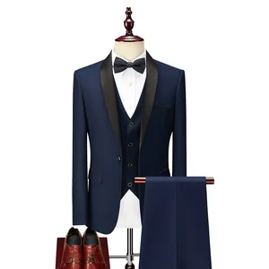 Suit Male Groom Wedding Dress Men'S Three-Piece Self-Cultivation British Style Small Suit