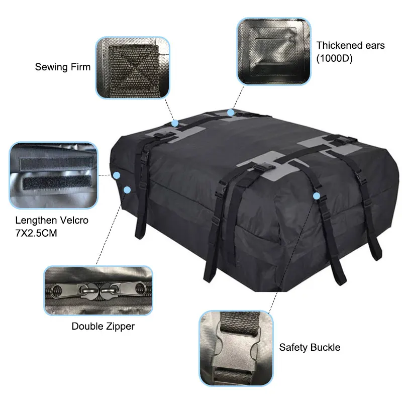 2021 Hot Selling Travel Universal Waterproof Luggage Roof Bag With Custom Logo PVC Car Roof Bag