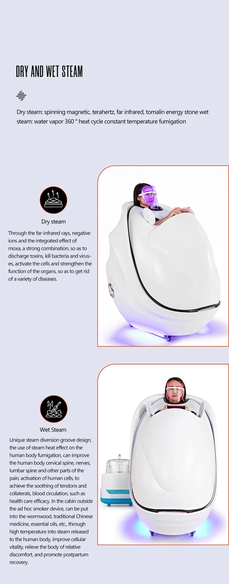 Sauna spa capsule ozone infra with water massage machine spa