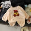 Pijama de medio terciopelo-oso amarillo