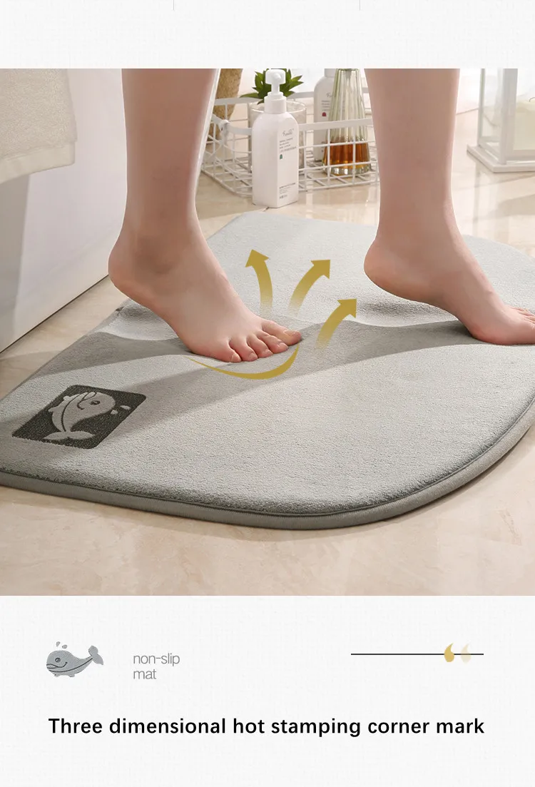 50*80cm Non-Slip Memory Foam Super Water Absorption Cute D Shape Anti-Slip And Dirt-Resistant Rug Bath Mat details