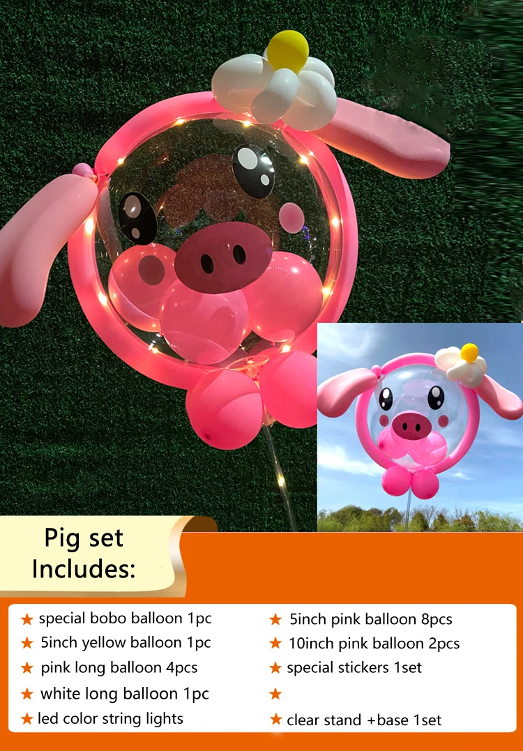 Kids Diy Balloon Animal Kits Led Light Bobo Balloon Handmade Cartoon Latex Balloons With Sticks