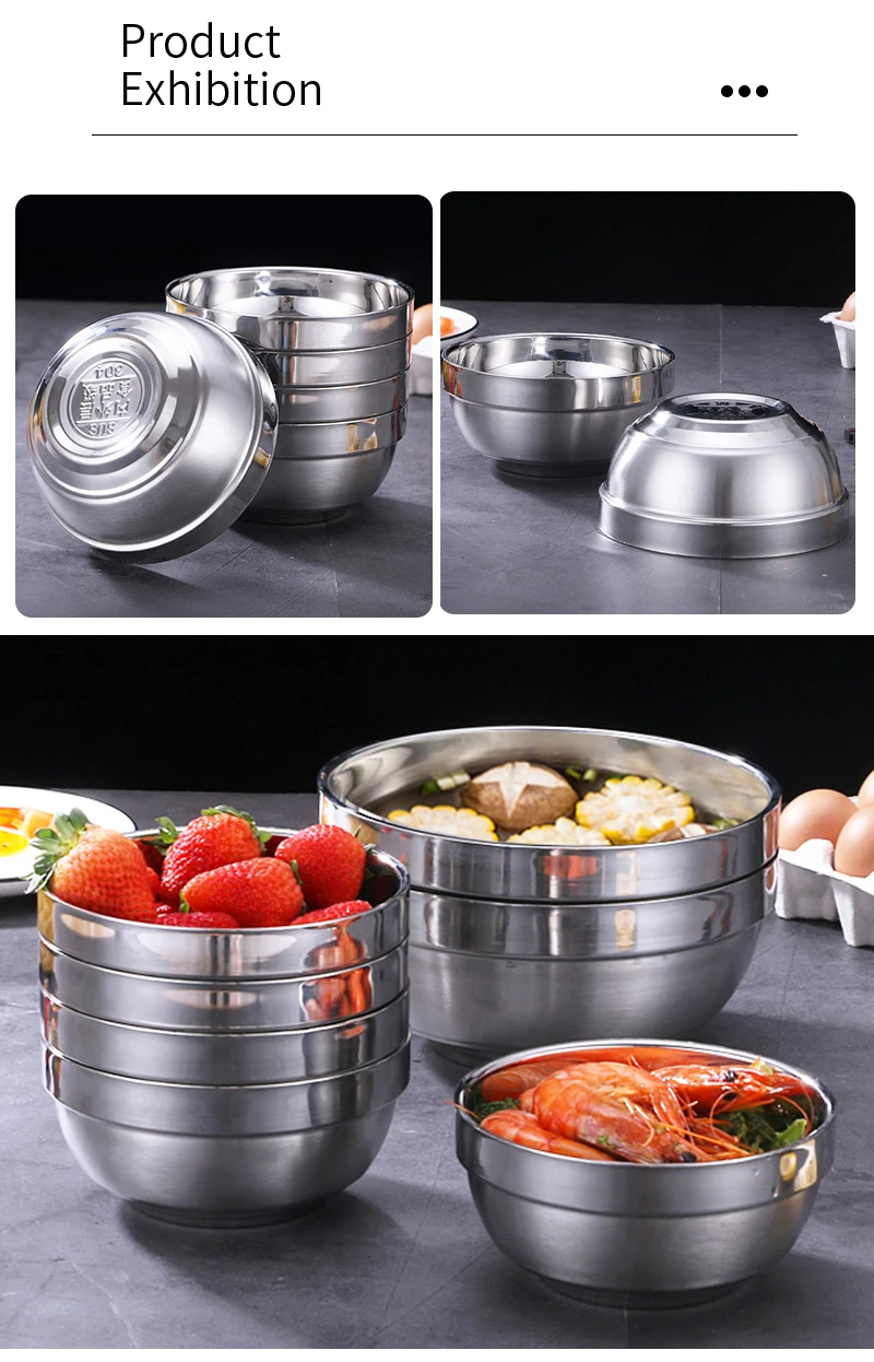 High Quality Korean Style Mixing Stainless Steel Double Wall Bowl And