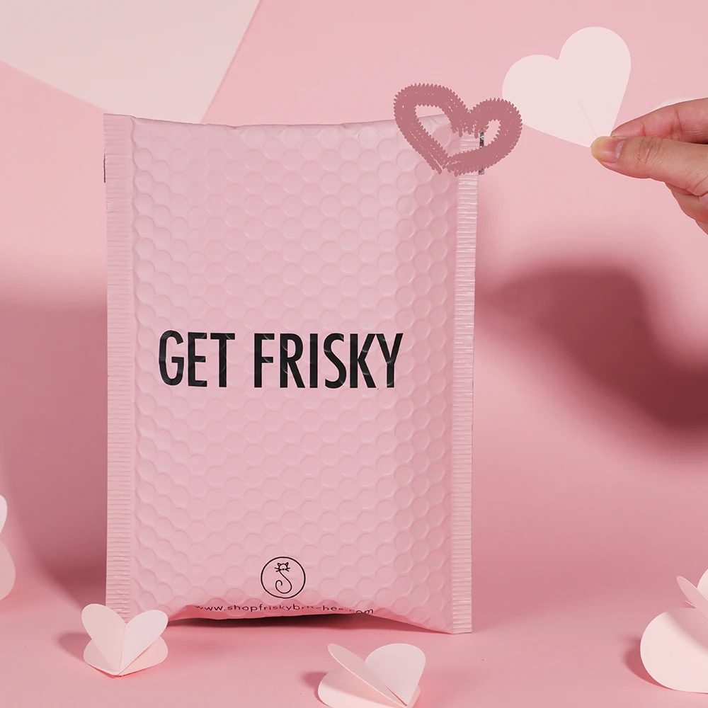 Cosmetic Pink Bubble Padded Envelope Customized Logo Metallic Foil Poly Bubble Mailers