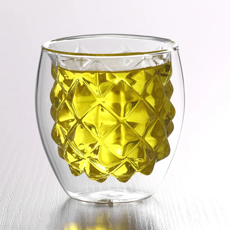 Double Wall Hammered Glass Mug