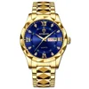 6 blue dial gold steel strap - for men