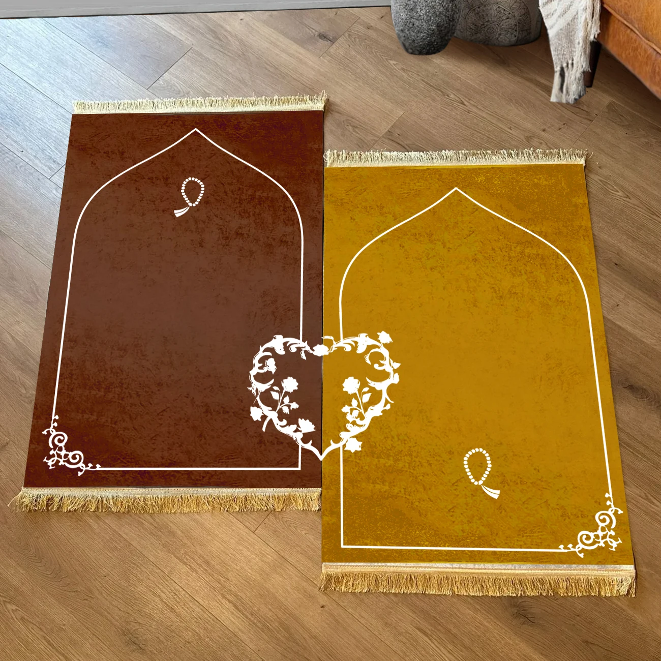 Couple Ramadan Printing Prayer Rug Custom Personalized Matching Prayer Mats with logo Name
